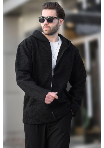 Siyah Fermuarlı Peluş Erkek Hırka E7080 fiyatları