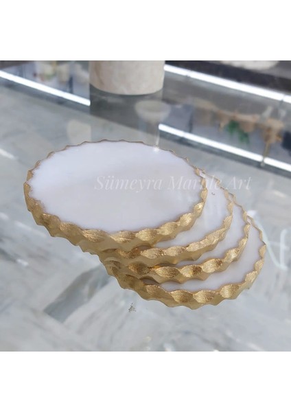 Doğal Beyaz Mermer Bardak Altlığı 4lü | Gold fiyatları