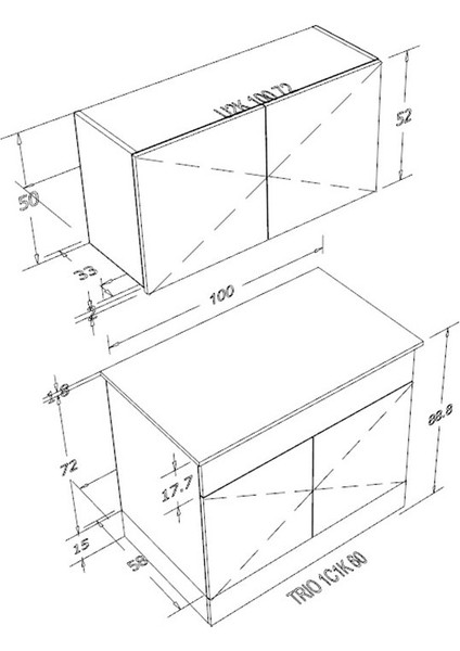 Ege 100 cm J Kulp Mdf Çok Amaçlı Mutfak Dolabı