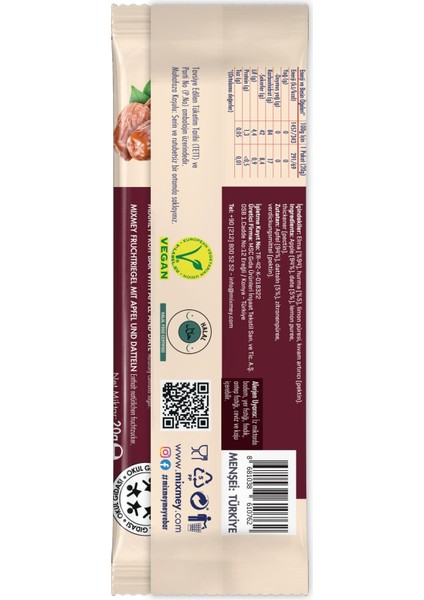Klasik Mini Paketi – 8 Adet Ve Jelimey Lezzetleri | Vegan Ve Glutensiz Klasik Meyve Bar