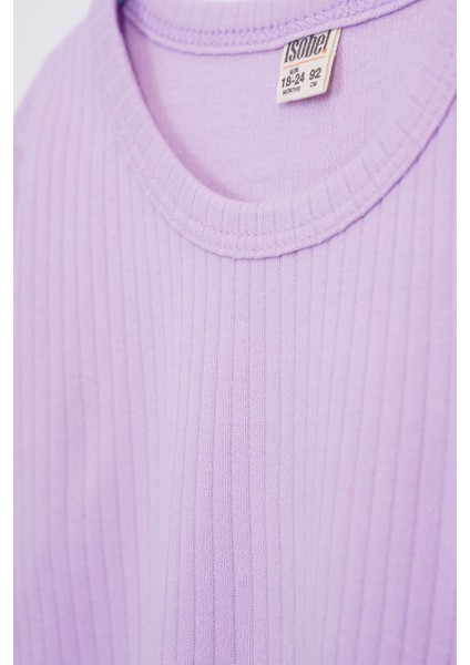 Basic Fitilli Interlok Kumaş %100 Pamuk 1-5 Yaş Lila Bebek Pijama Takımı fırsatları