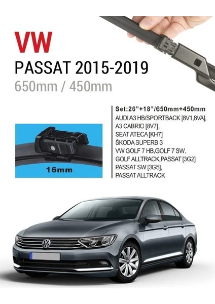 Volkswagen Passat B8 Ön Cam Muz Silecek Takımı (2015-2022)