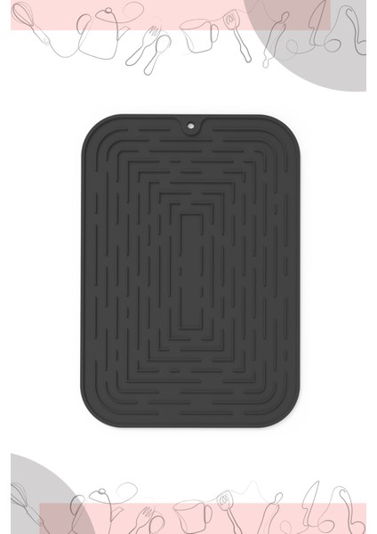 Bulaşık Kurutma Matı, Bulaşıklık - Su Toplamaz Silikon Bulaşık Altlığı Büyük Boy 44X34 cm Siyah fırsatları