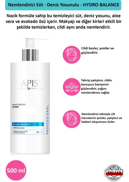 Apis Natural Cosmetics Nemlendirici Süt - Deniz Yosunulu - Hydro Balance - 500 ml