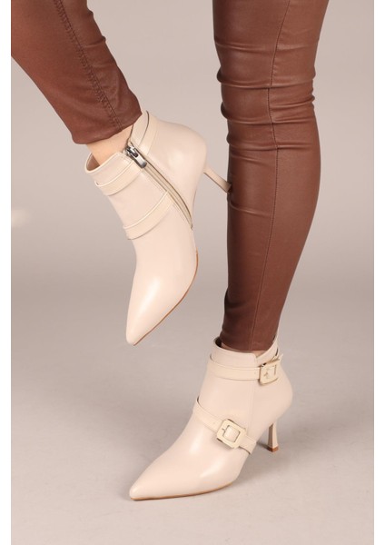 ERİKA Cilt Tokalı Topuklu Bot TEN