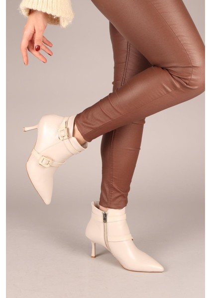 ERİKA Cilt Tokalı Topuklu Bot TEN fırsatları