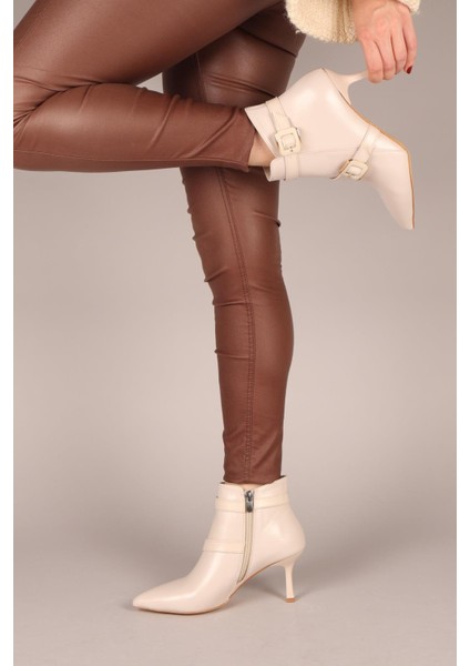 ERİKA Cilt Tokalı Topuklu Bot TEN indirimleri