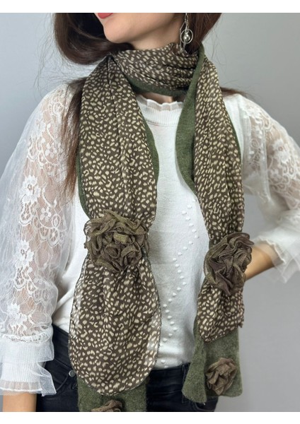 Kabartma Çiçekli Tasarım Kadın Fular Giyim Aksesuarı Şal 170X30 cm