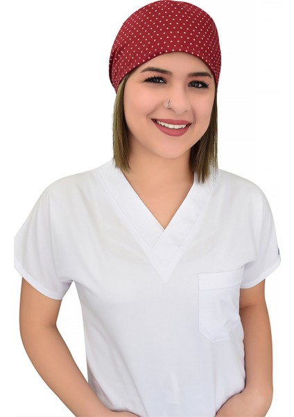 Bordo Yıldız Desenli Cerrahi Bone B11