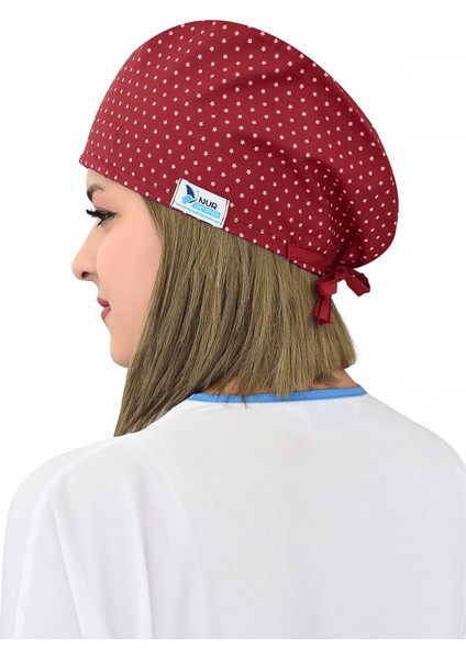 Bordo Yıldız Desenli Cerrahi Bone B11 indirimleri