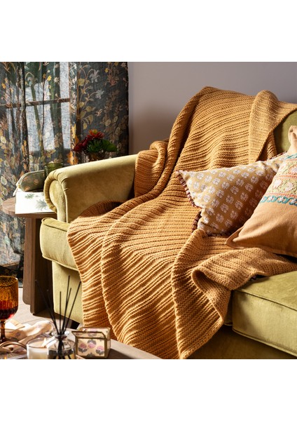 Moda Örme Akrilik 100% Akrilik Koltuk Şalı 130x170 Cm Hardal Sarısı fiyatları