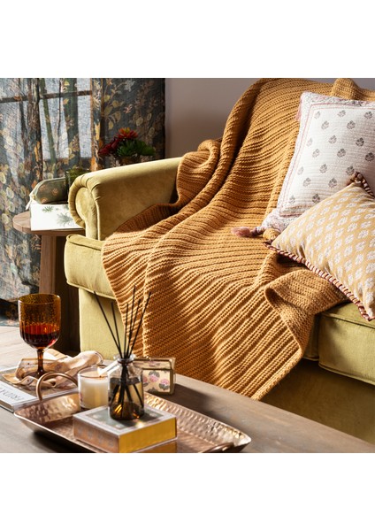 Moda Örme Akrilik 100% Akrilik Koltuk Şalı 130x170 Cm Hardal Sarısı indirimleri