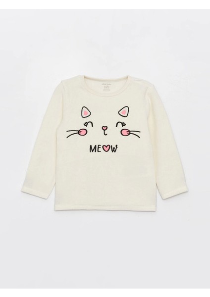 Ruyyen Gpj Lcw Baby Ekru Bisiklet Yaka Uzun Kollu Nakışlı Kadife Kız Bebek Pijama Takımı fiyatları