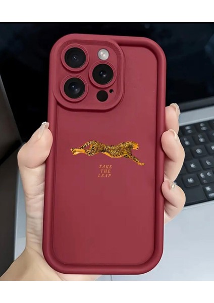 iPhone 15 Bordo Leopar Desenli Yumuşak Silikon Kamera Korumalı Telefon Kılıfı fiyatları