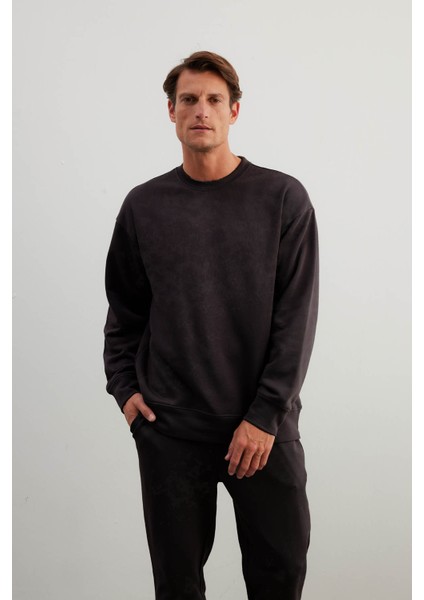 Erkek Pamuklu Üç Iplik Uzun Kollu Sweatshirtt