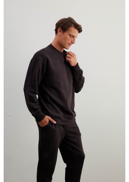 Erkek Pamuklu Üç Iplik Uzun Kollu Sweatshirtt