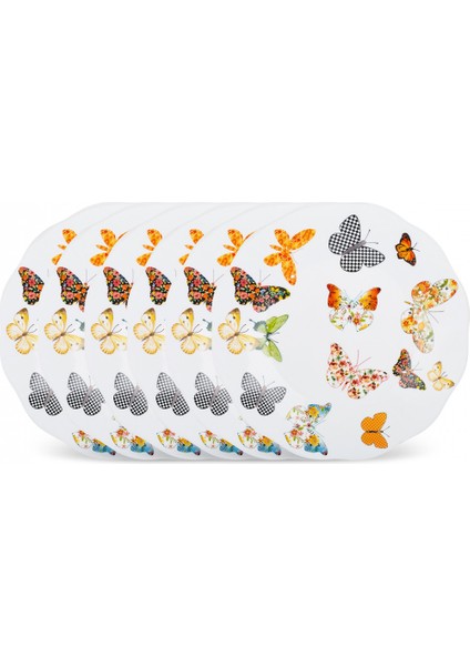 Kelebek Yeni 6 Kişilik Beyaz Opal Cam Pasta Seti 18 cm modelleri
