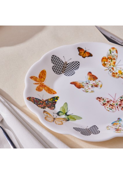 Kelebek Yeni 6 Kişilik Beyaz Opal Cam Pasta Seti 18 cm fırsatları