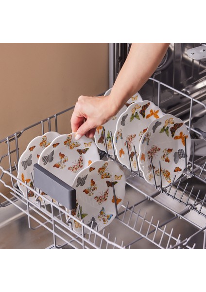 Kelebek Yeni 6 Kişilik Beyaz Opal Cam Pasta Seti 18 cm