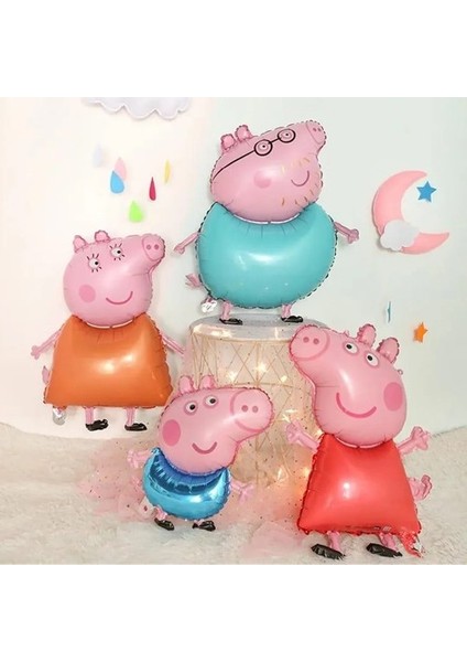 Peppa Pig Ailesi Folyo Folyo Balon Seti 4'lü