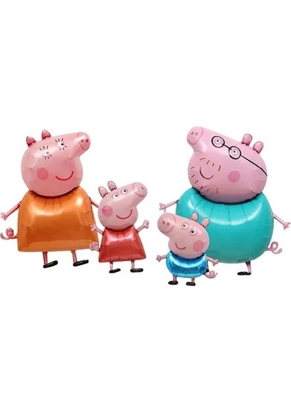 Peppa Pig Ailesi Folyo Folyo Balon Seti 4'lü