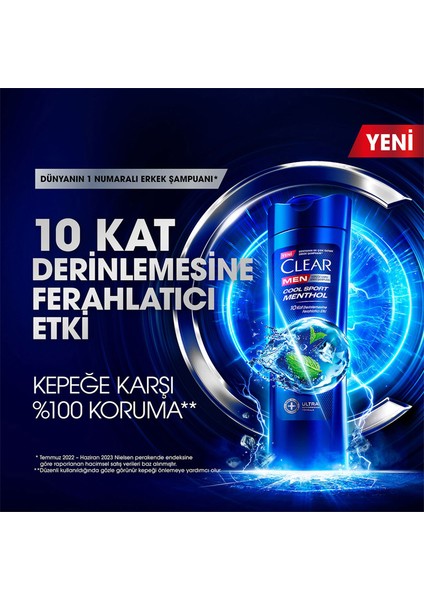 Men Kepeğe Karşı Etkili Şampuan Cool Sport Menthol Ferahlatıcı Mentol Etkisi 350 ml x3