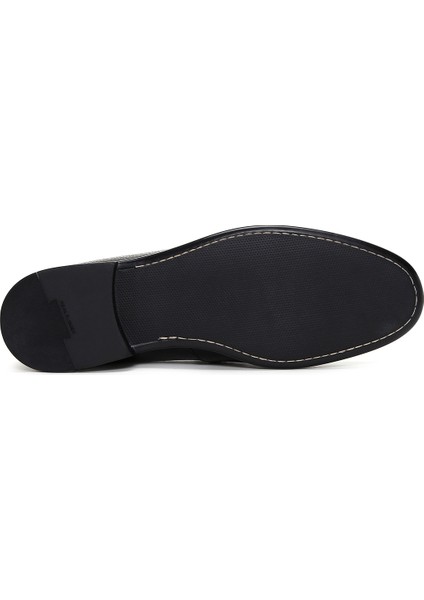 Erkek Siyah Püsküllü Deri Casual Loafer