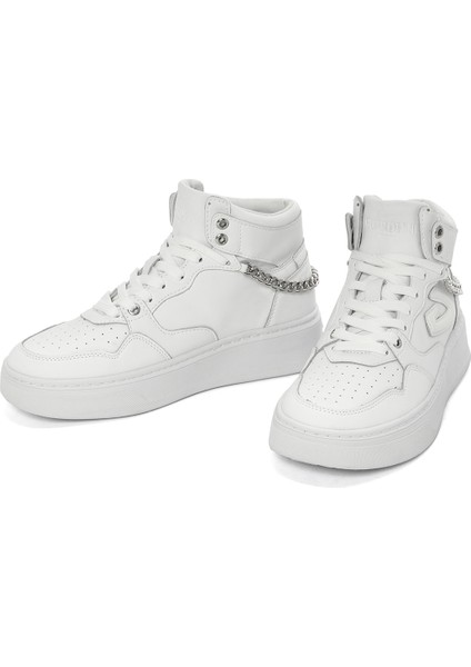 Kadın Beyaz Deri Kalın Tabanlı Bilekli Sneaker G03G100010 modelleri
