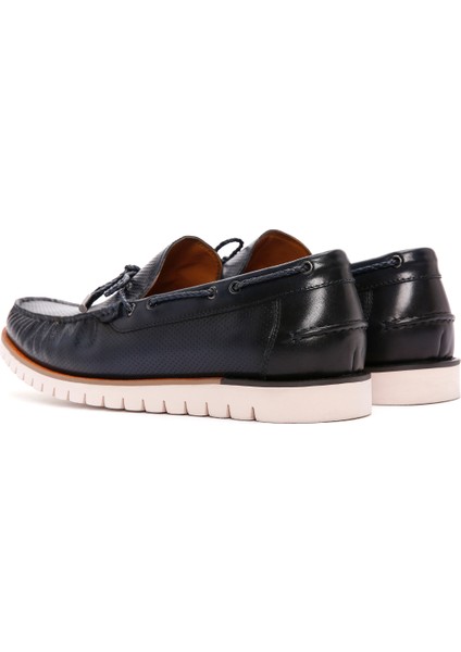 Fly Erkek Lacivert Deri Casual Loafer 24SFD6914DI