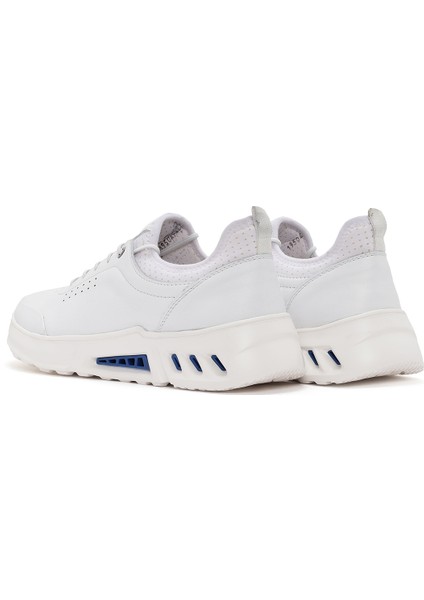 Erkek Beyaz Bağcıklı Deri Sneaker