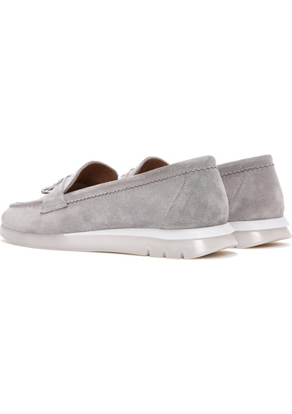 Kadın Gri Süet Deri Comfort Loafer indirimleri