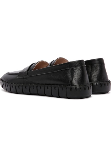 Kadın Siyah Deri Comfort Loafer indirimleri