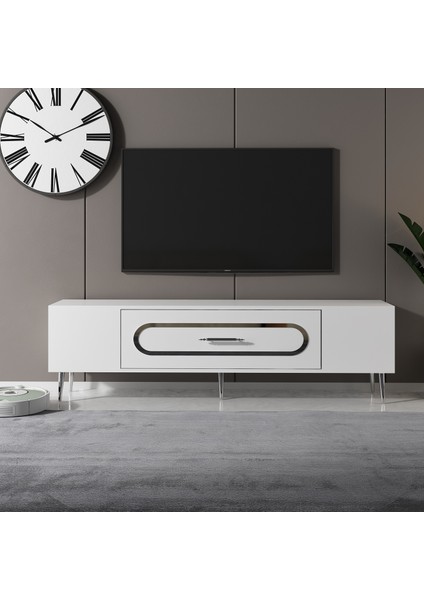 DEKOP3CT Tv Sehpası Beyaz-Gümüş