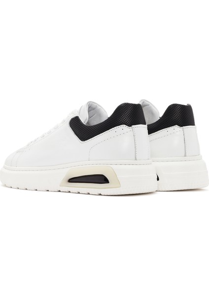 Erkek Beyaz Kalın Tabanlı Bağcıklı Deri Sneaker 24Sfd676018