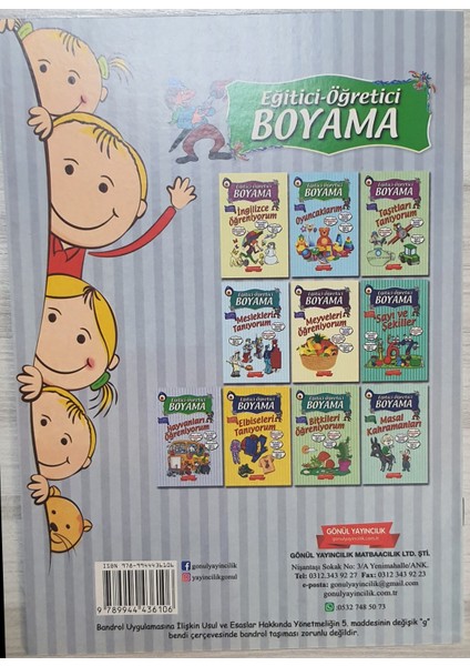 Eğitici Öğretici Boyama Kitabı Seti (10 Kitap)