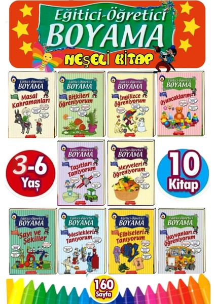Eğitici Öğretici Boyama Kitabı Seti (10 Kitap) fiyatları