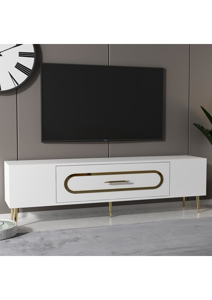 DEKOP3CT Tv Sehpası Beyaz-Altın fiyatları