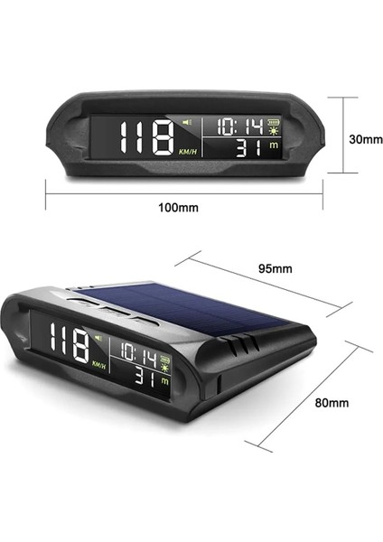 Güneş Enerjili Hız Ölçer Evrensel Gps Hız Göstergesi Araç S98 Hud Ekranı Kablosuz Km/hız Zaman Sıcaklık