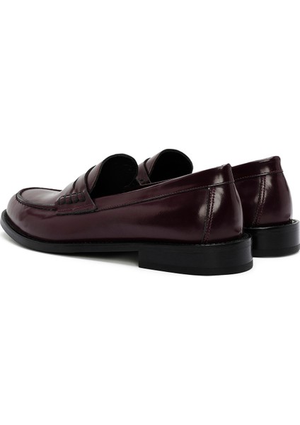 Kadın Bordo Maskülen Loafer 24WFD151522