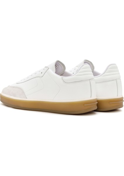 Erkek Beyaz Bağcıklı Deri Sneaker 24SFD684118