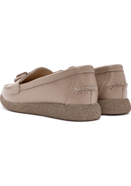 Kadın Vizon Püsküllü Deri Comfort Loafer 24WFD1503FT