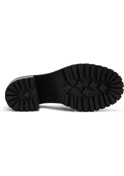 Kadın Siyah Yüksek Kalın Topuklu Maskülen Loafer 24WFD201116