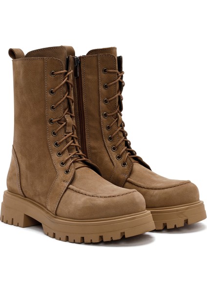 Kadın Camel Fermuarlı Nubuk Deri Postal 24WFD1855V3