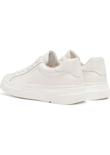 Erkek Beyaz Bağcıklı Deri Sneaker 24WFD690218