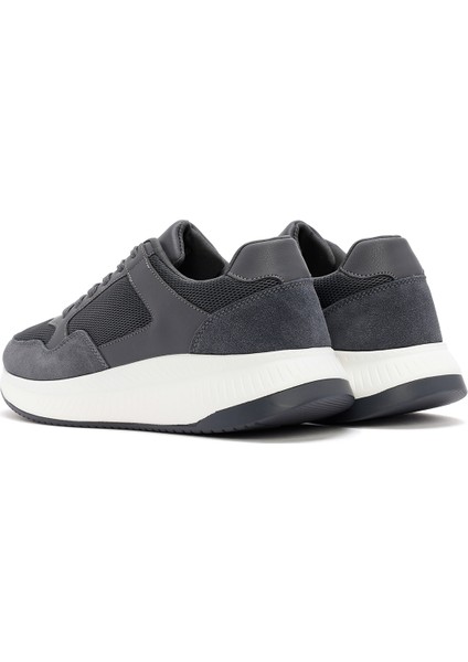 Zero Erkek Gri Kalın Tabanlı Bağcıklı Kumaş Sneaker 24WFD691214