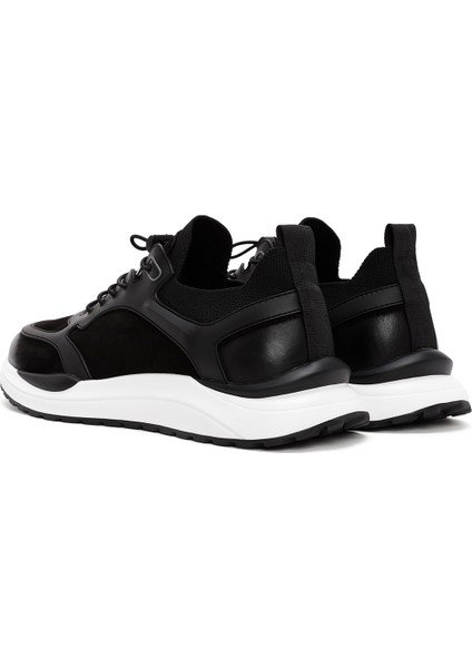 Erkek Siyah Bağcıklı Nubuk Deri Sneaker 24WFD6925V3