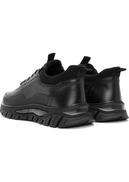 Erkek Siyah Bağcıklı Deri Sneaker 24WFD650618