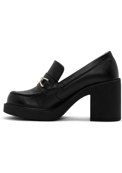 Kadın Siyah Kalın Topuklu Loafer 24WFE252118 fırsatları