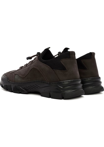 Erkek Kahverengi Bağcıklı Deri Sneaker 24WFD6610CR