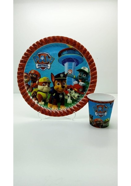 Doğum Günü Paw Patrol Baskılı Tabak + Bardak 8'li Takım